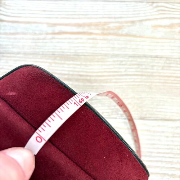 Stuart Weitzman Hijinx Platform Suede Peep Toe Heels | Deep Red Size 9 - Picture 10 of 11